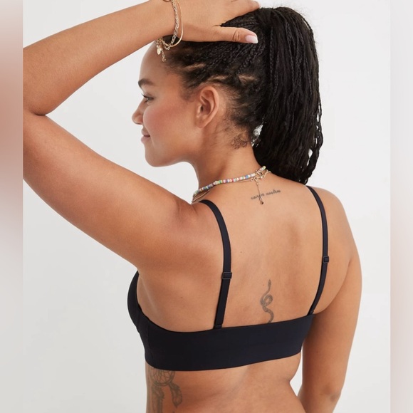 Aerie SMOOTHEZ Mesh Bralette Super Soft Sheer Light Stretchy Black Size Small - Picture 2 of 5